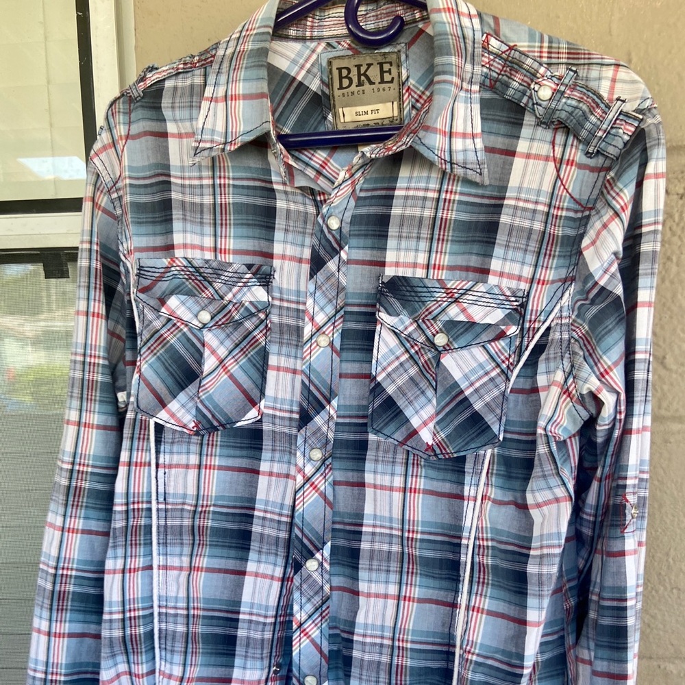 BKE Men’s Sz M Slim Fit Plaid Hipster Shirt